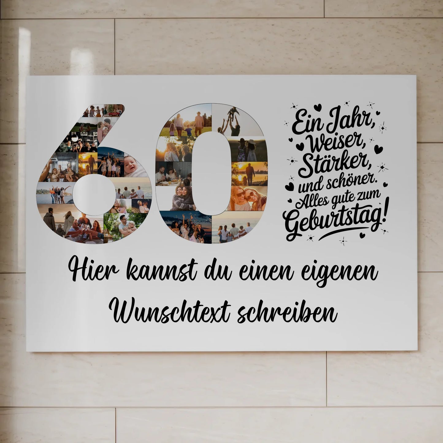 Fotoboard Magnet Poster 60 Geburtstag mit Unterschriften