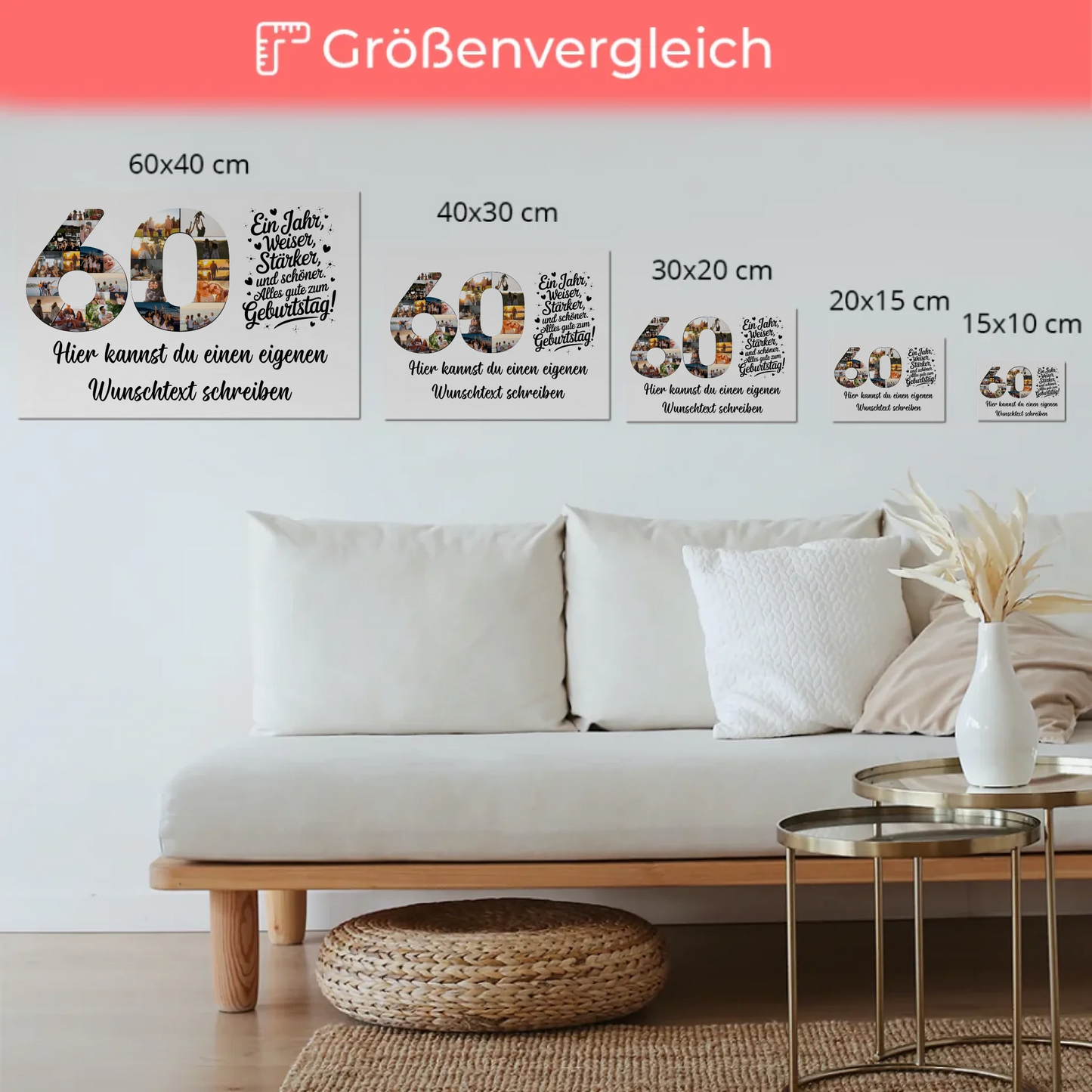 Fotoboard Magnet Poster 60 Geburtstag mit Unterschriften