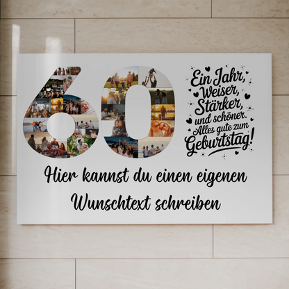 Fotoboard Magnet Poster 60 Geburtstag mit Unterschriften