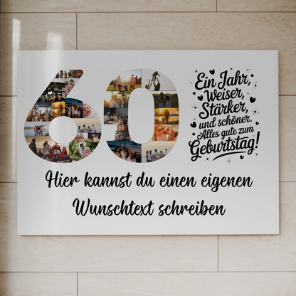 Fotoboard Magnet Poster 60 Geburtstag mit Unterschriften