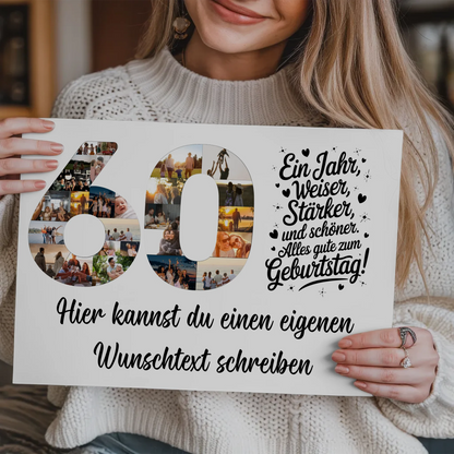 Fotoboard Magnet Poster 60 Geburtstag mit Unterschriften