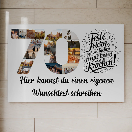 Fotoboard Poster magnetisch mit Wunschtext 70 Geburtstag