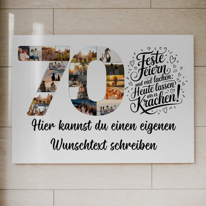 Fotoboard Poster magnetisch mit Wunschtext 70 Geburtstag
