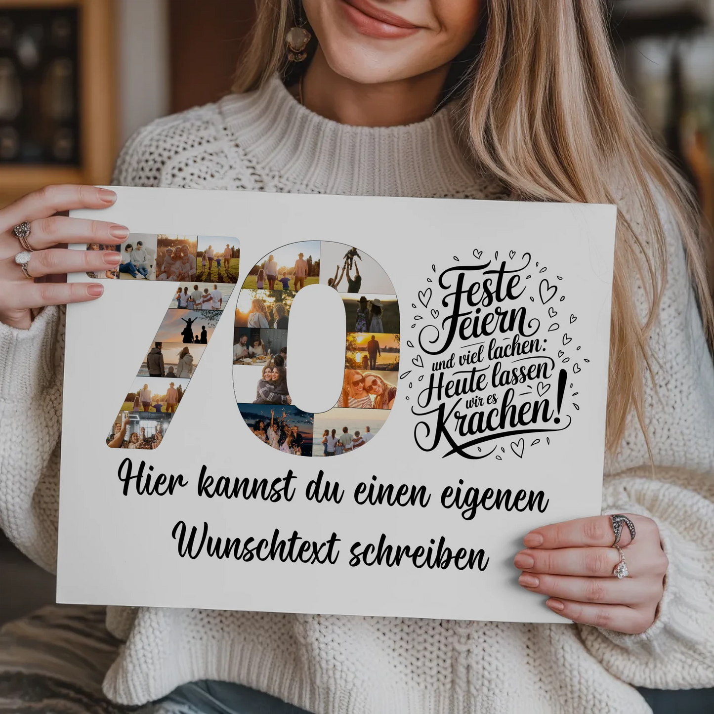 Fotoboard Poster magnetisch mit Wunschtext 70 Geburtstag