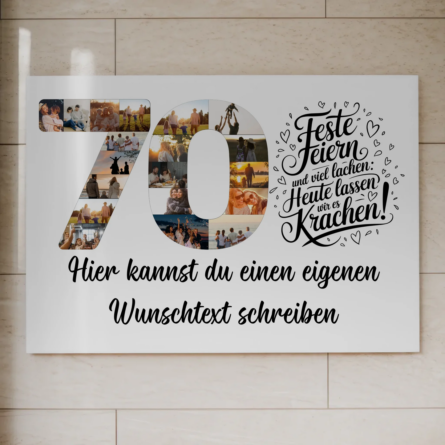 Fotoboard Poster magnetisch mit Wunschtext 70 Geburtstag