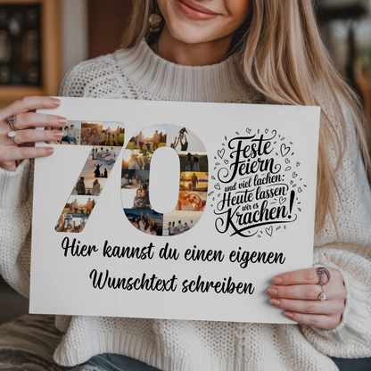 Fotoboard Poster magnetisch mit Wunschtext 70 Geburtstag