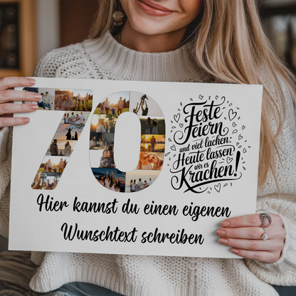Fotoboard Poster magnetisch mit Wunschtext 70 Geburtstag