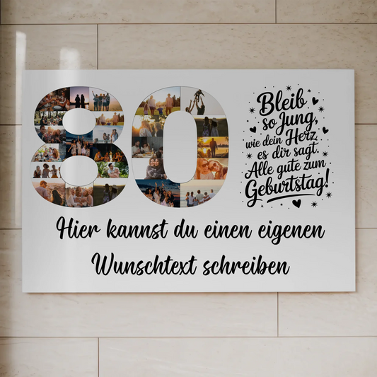 Magnetisches Fotoboard mit Unterschriften 80 Geburtstag Jung