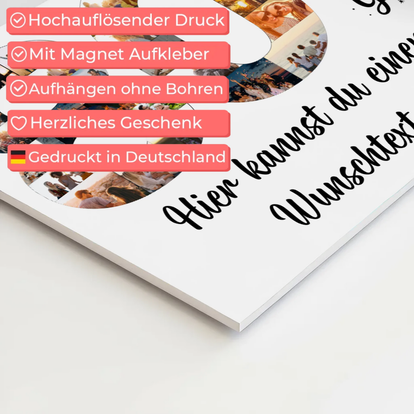 Magnetisches Fotoboard mit Unterschriften 80 Geburtstag Jung