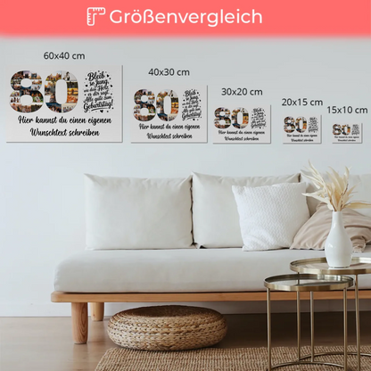 Magnetisches Fotoboard mit Unterschriften 80 Geburtstag Jung
