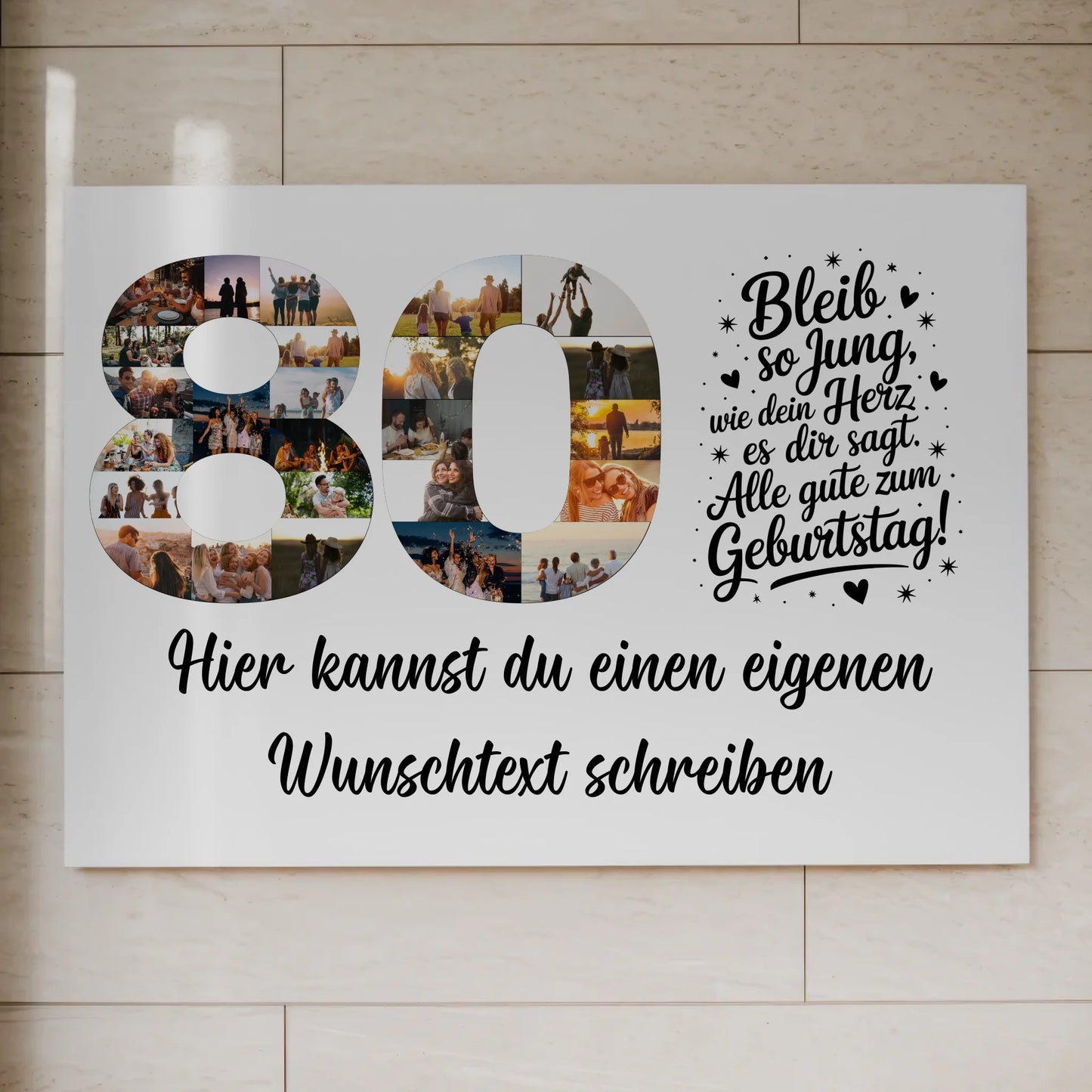 Magnetisches Fotoboard mit Unterschriften 80 Geburtstag Jung