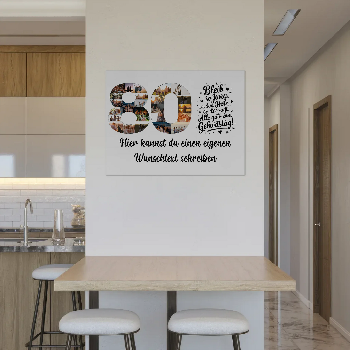 Magnetisches Fotoboard mit Unterschriften 80 Geburtstag Jung