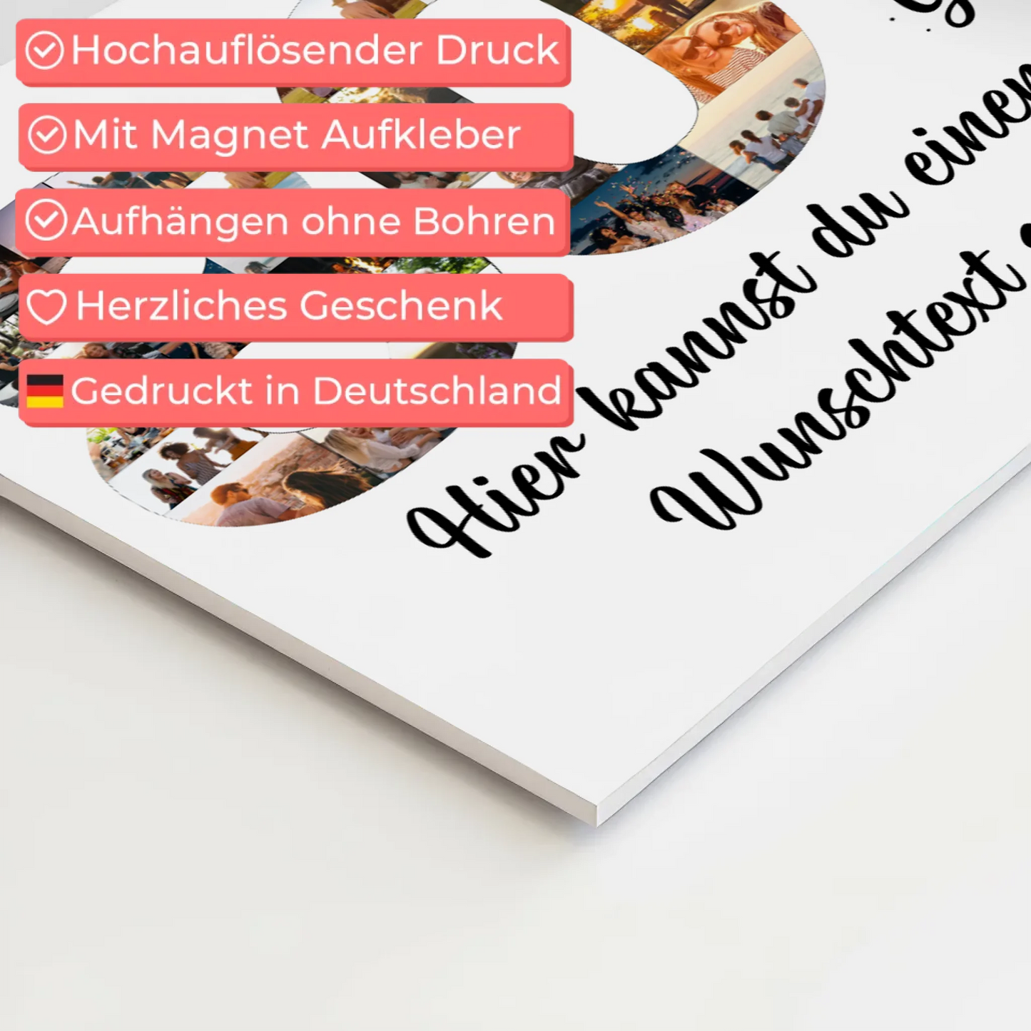 Magnetisches Fotoboard mit Unterschriften 80 Geburtstag Jung