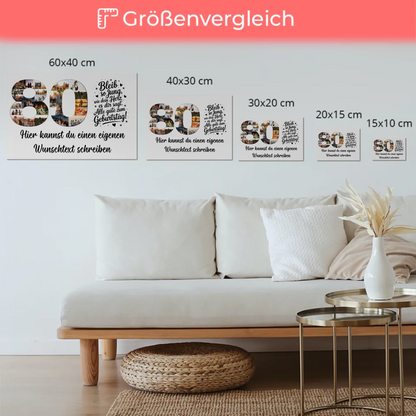 Magnetisches Fotoboard mit Unterschriften 80 Geburtstag Jung