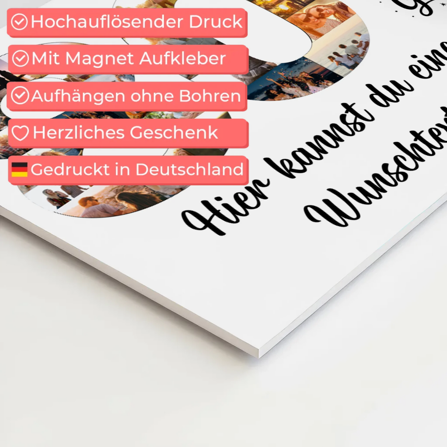 Magnetisches Fotoboard mit Unterschriften 80 Geburtstag Jung