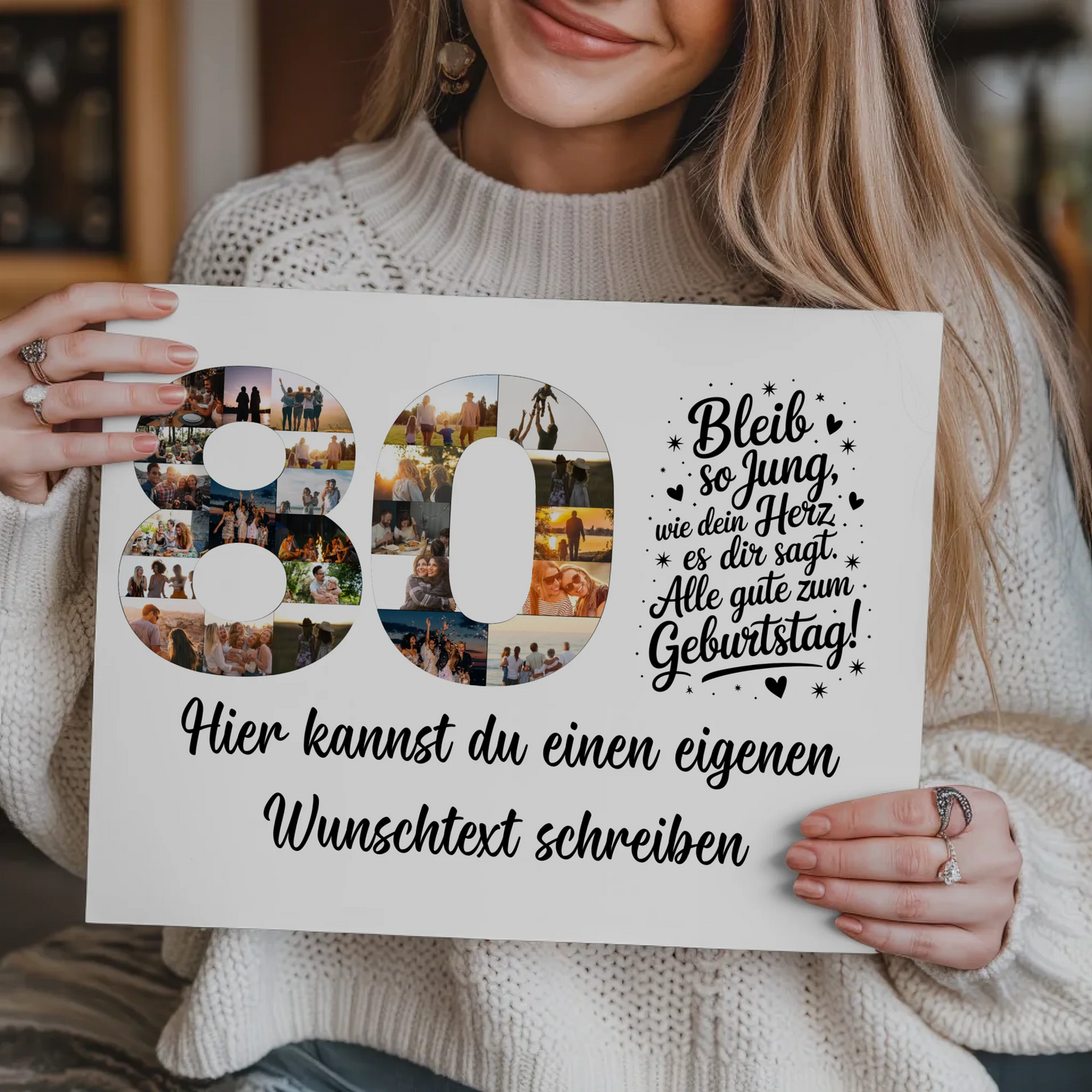 Magnetisches Fotoboard mit Unterschriften 80 Geburtstag Jung