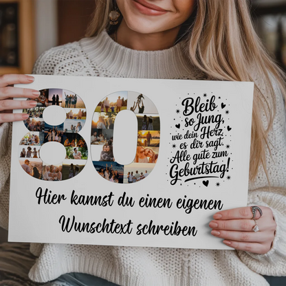 Magnetisches Fotoboard mit Unterschriften 80 Geburtstag Jung