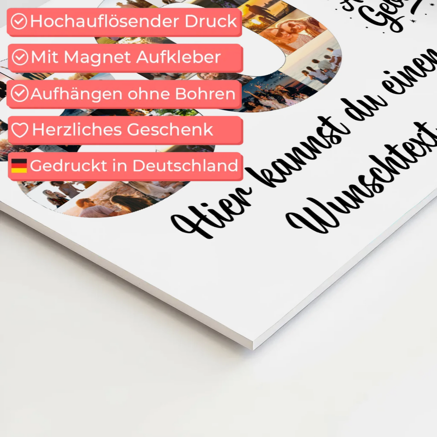 Magnetisches Fotoboard mit Unterschriften 80 Geburtstag Jung