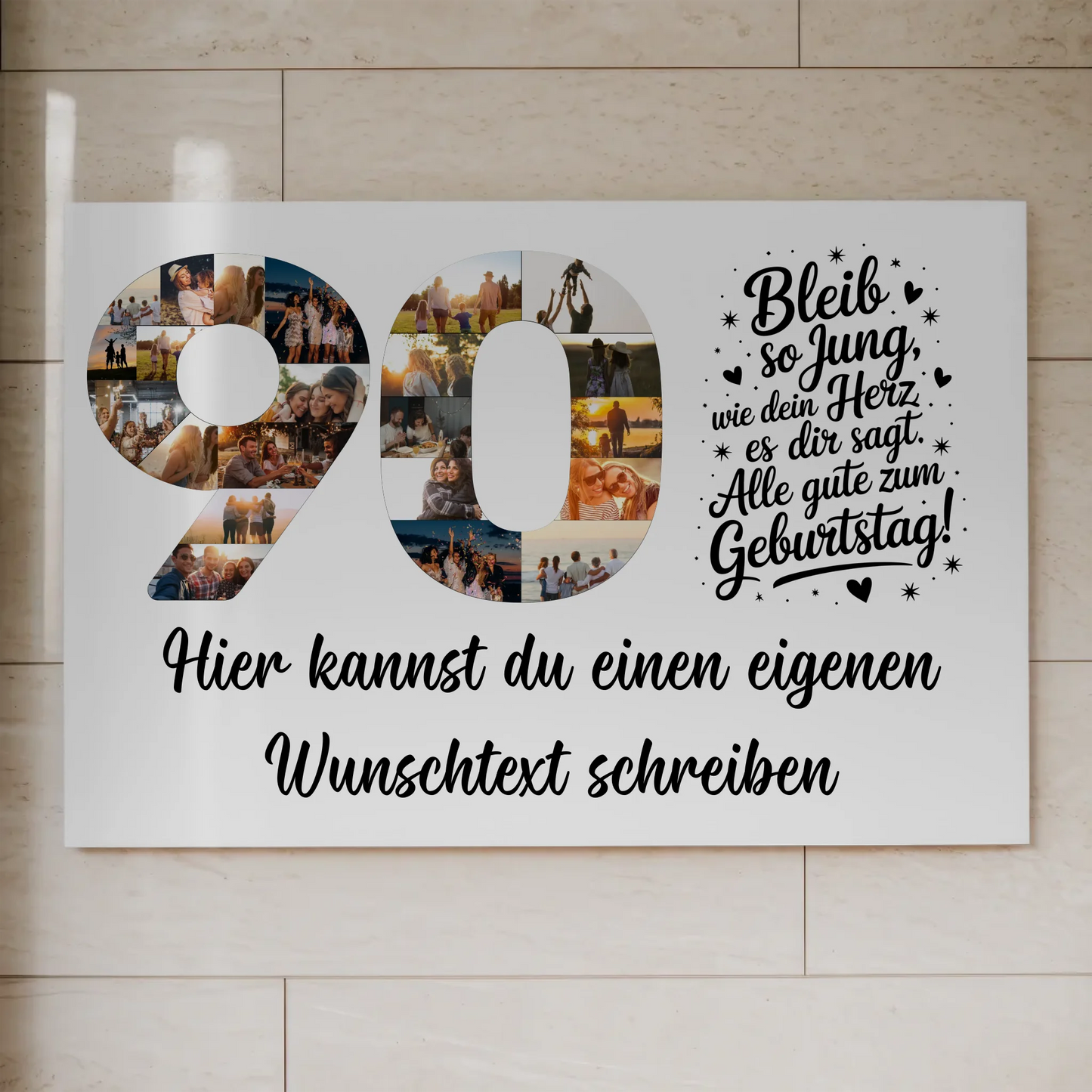 Magnet Poster mit Wunschtext 90 Geburtstag Bleib so Jung