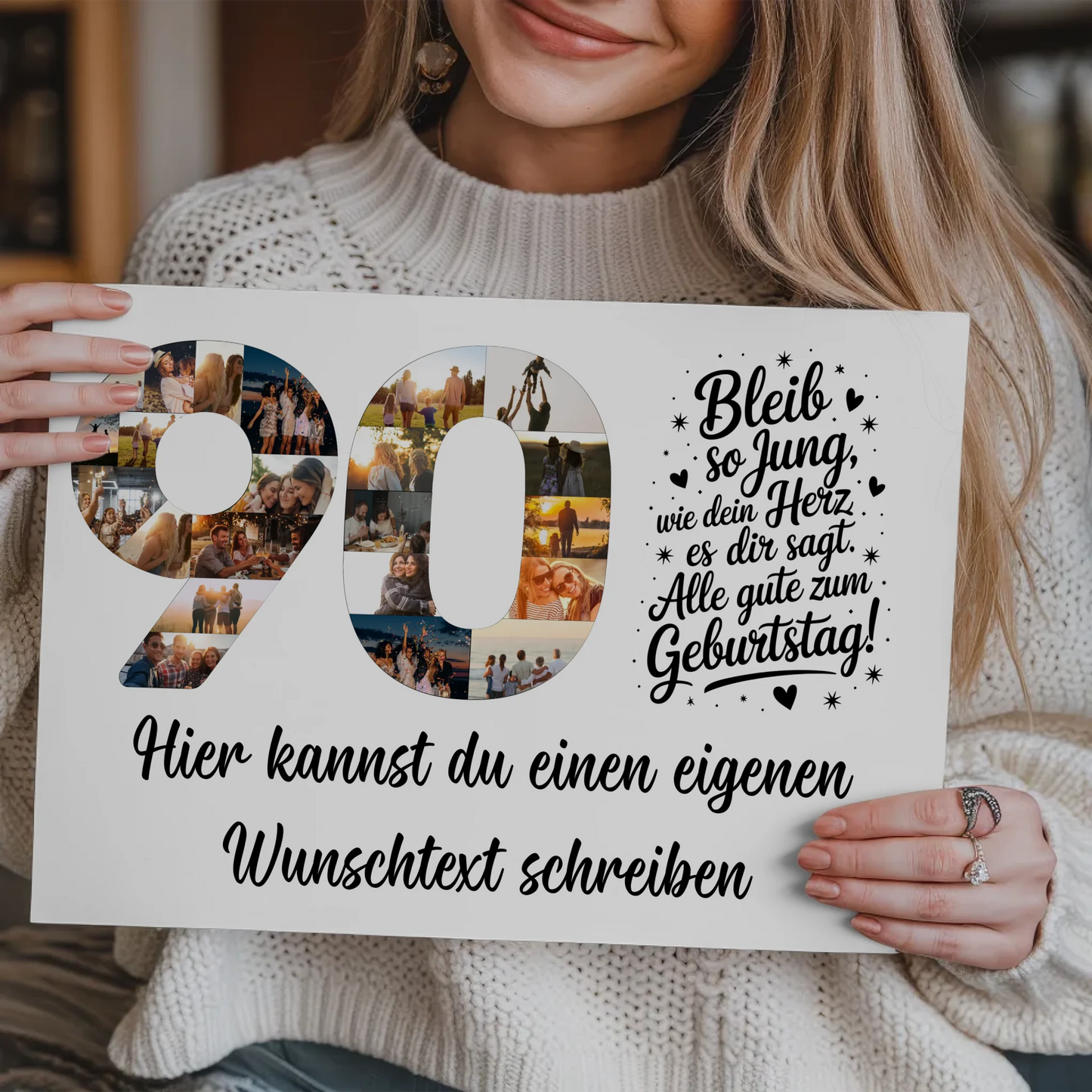 Magnet Poster mit Wunschtext 90 Geburtstag Bleib so Jung