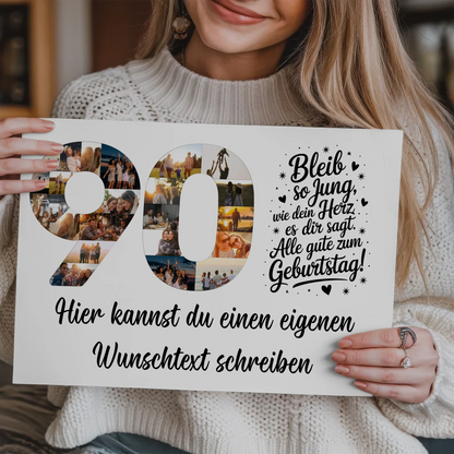 Magnet Poster mit Wunschtext 90 Geburtstag Bleib so Jung