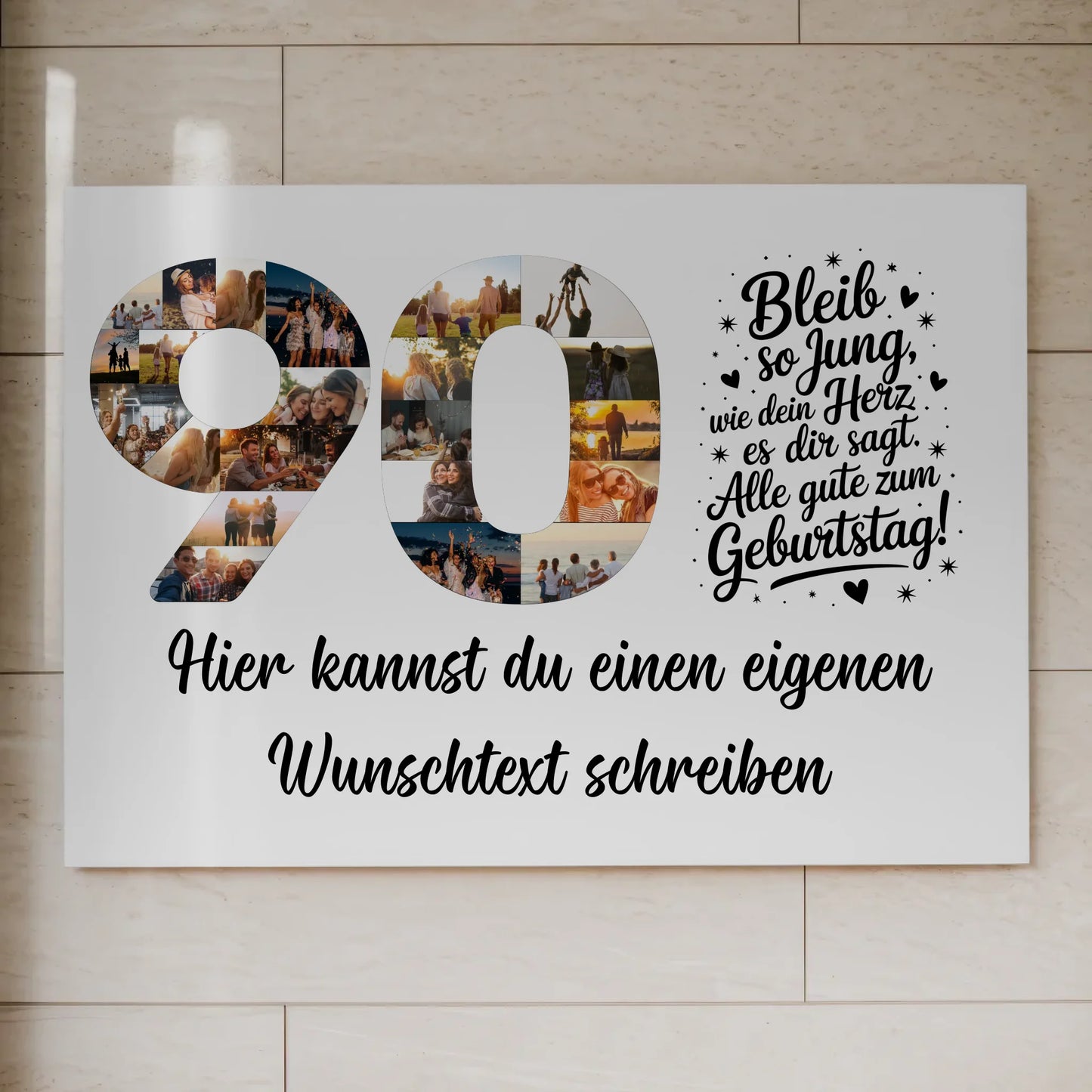 Magnet Poster mit Wunschtext 90 Geburtstag Bleib so Jung