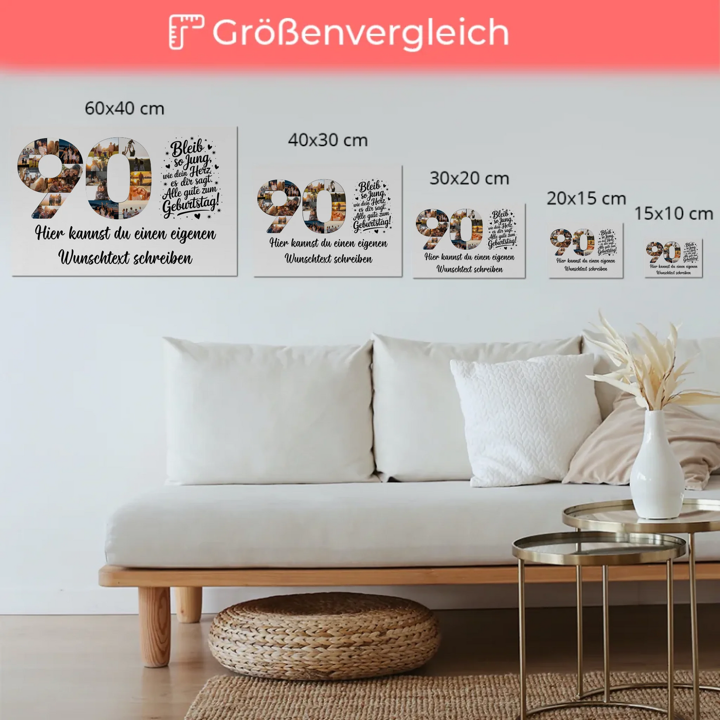 Magnet Poster mit Wunschtext 90 Geburtstag Bleib so Jung