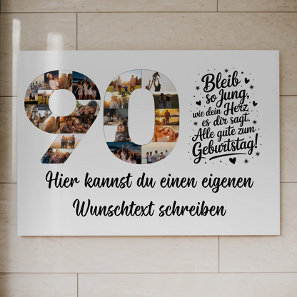 Magnet Poster mit Wunschtext 90 Geburtstag Bleib so Jung