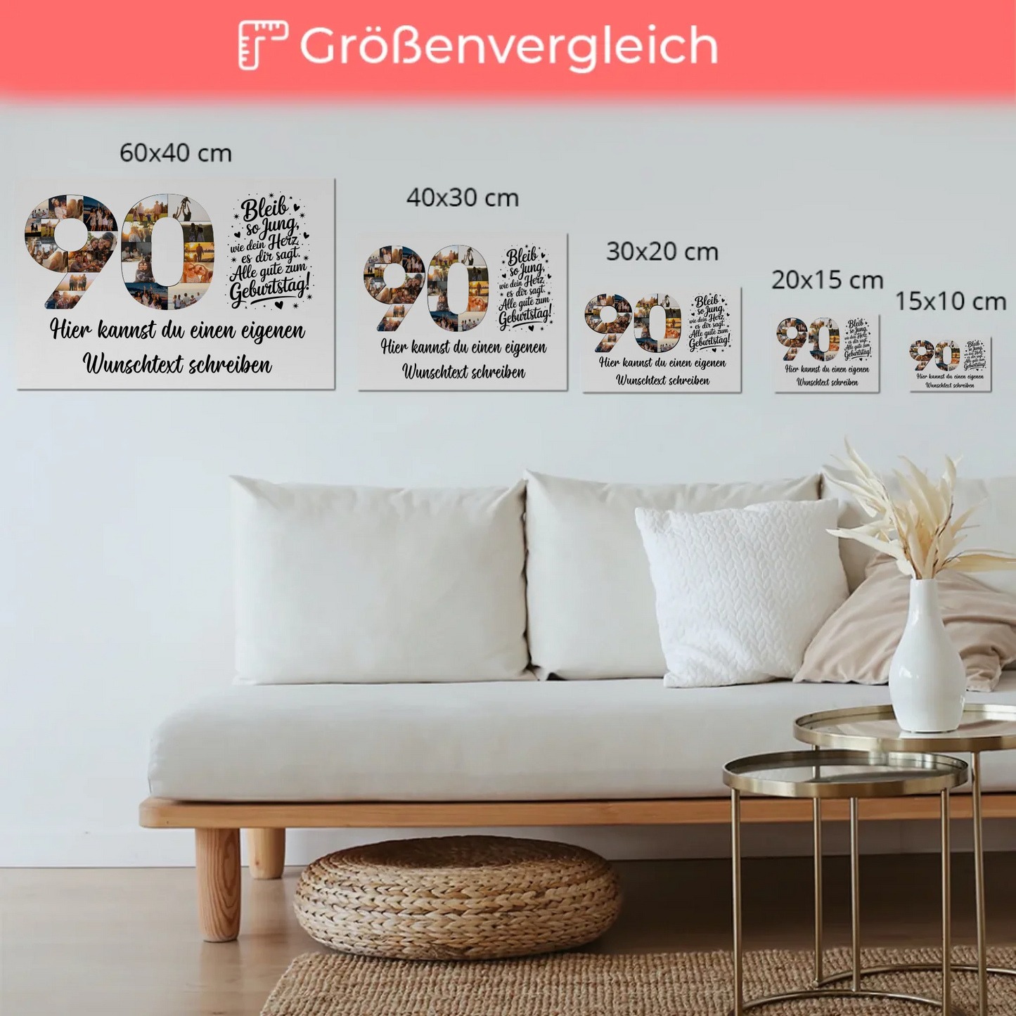 Magnet Poster mit Wunschtext 90 Geburtstag Bleib so Jung