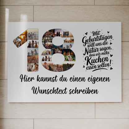 Magnet Wandbild mit Unterschriften 18 Geburtstag Kuchen