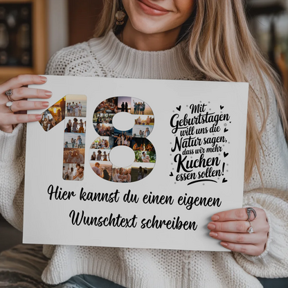 Magnet Wandbild mit Unterschriften 18 Geburtstag Kuchen