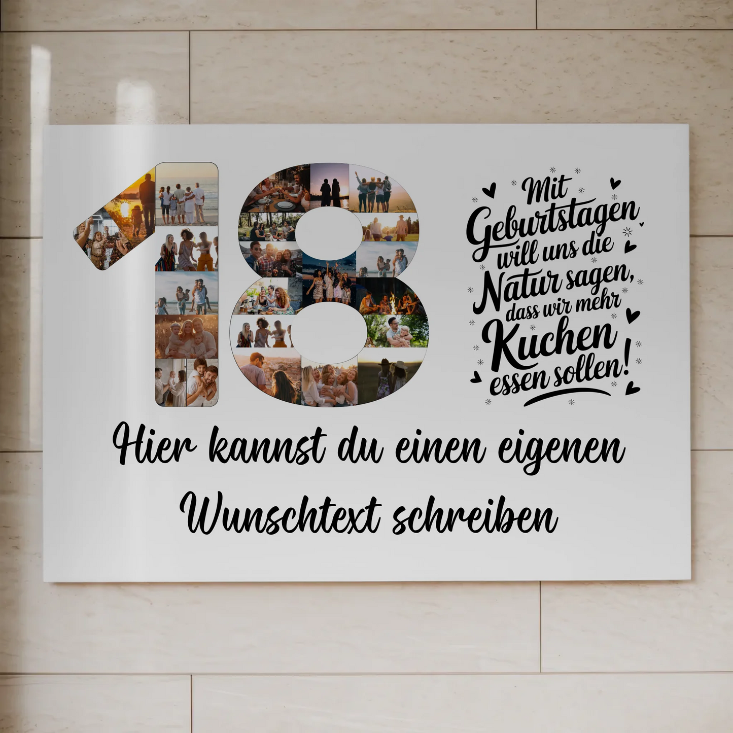 Magnet Wandbild mit Unterschriften 18 Geburtstag Kuchen