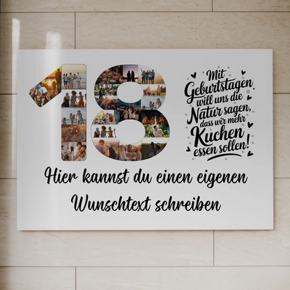Magnet Wandbild mit Unterschriften 18 Geburtstag Kuchen