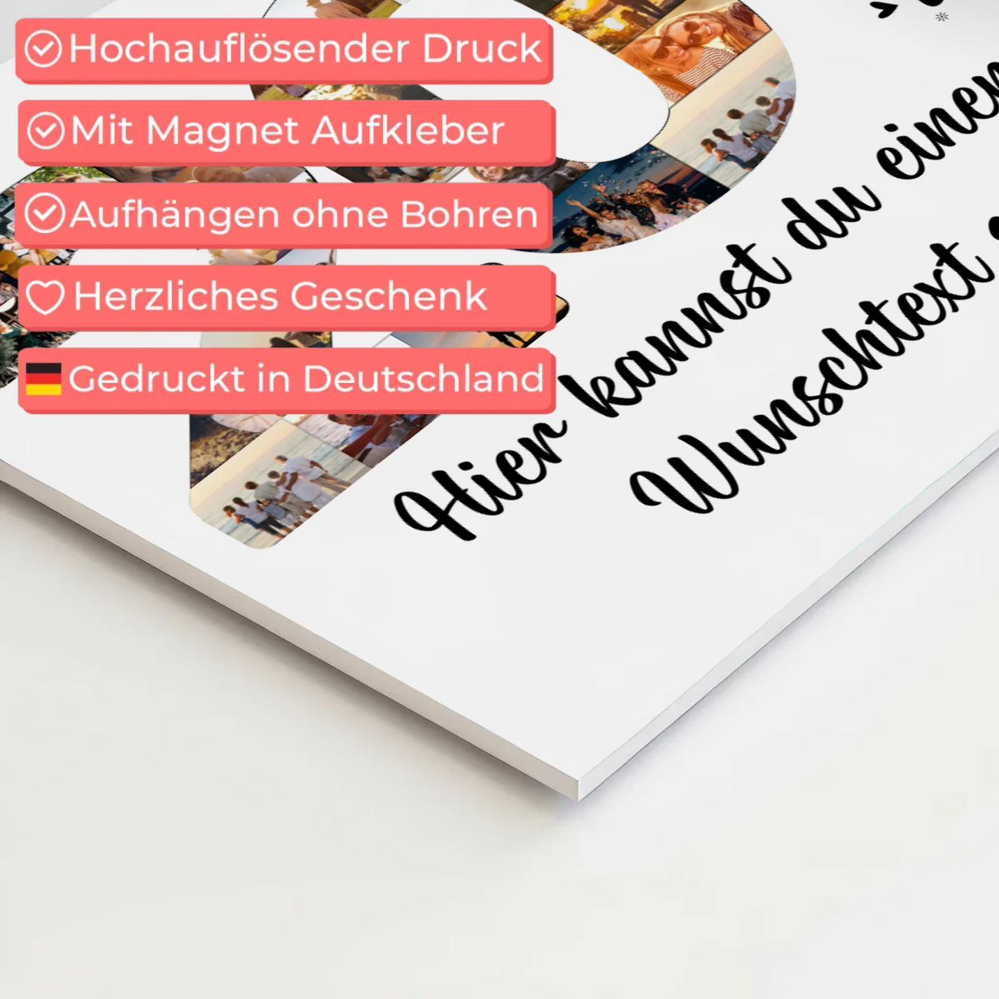 Magnetisches Fotoboard Poster mit Wunschtext 20 Geburtstag