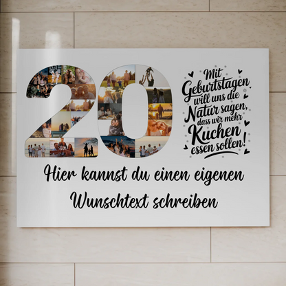 Magnetisches Fotoboard Poster mit Wunschtext 20 Geburtstag