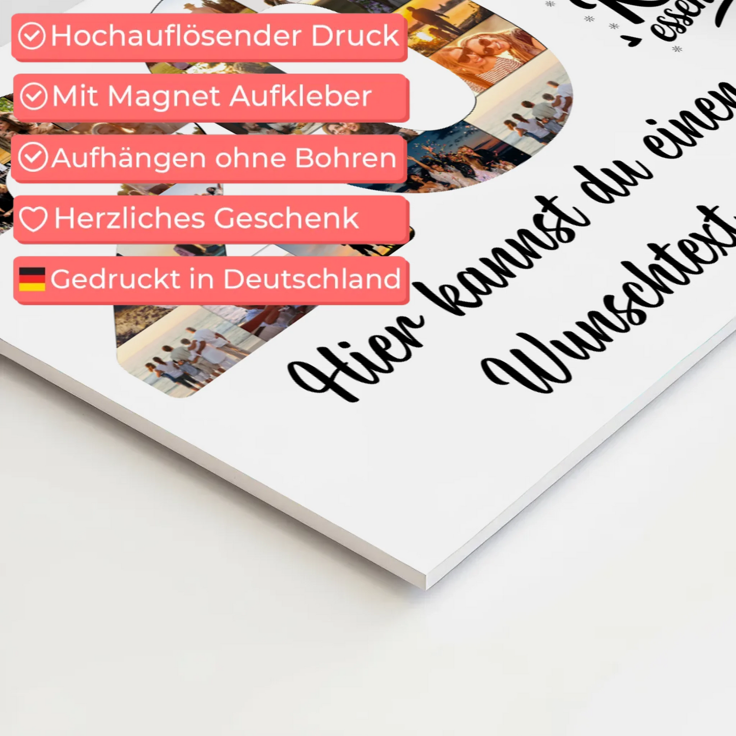 Magnetisches Fotoboard Poster mit Wunschtext 20 Geburtstag