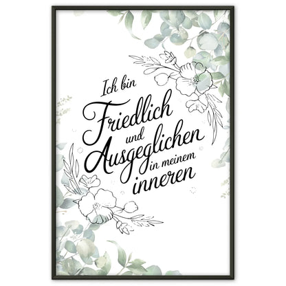 Affirmationsposter Ich bin friedlich ausgeglichen positiv kaufen