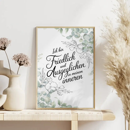 Affirmationsposter Ich bin friedlich ausgeglichen positiv kaufen