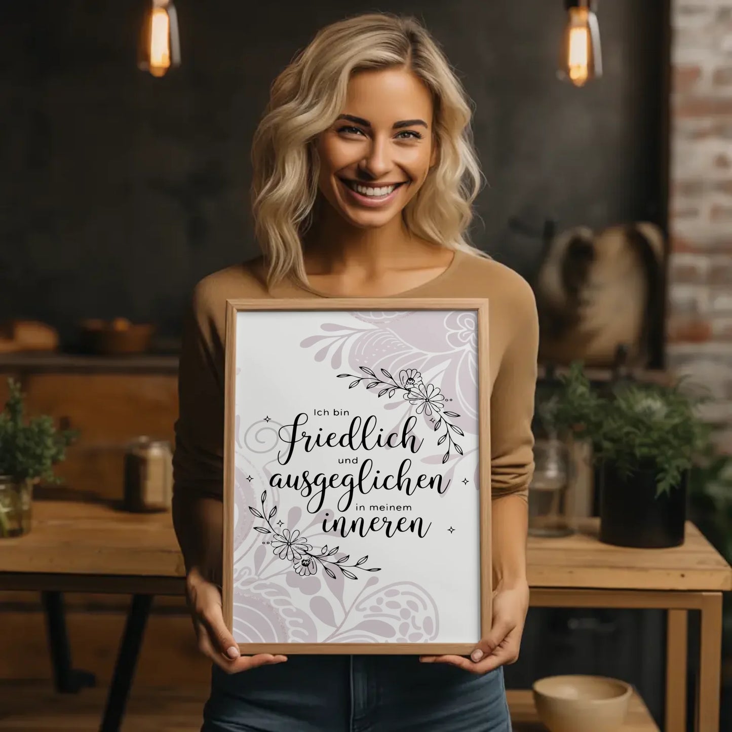 Affirmations Poster Ich bin friedlich und ausgeglichen Inneres