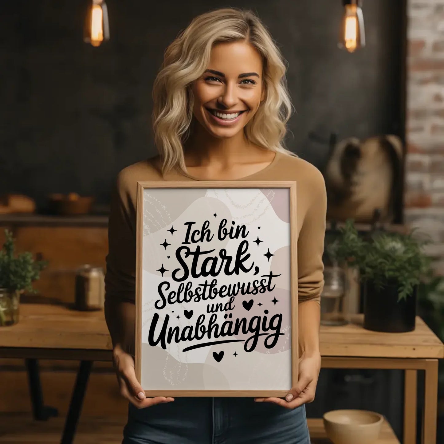 Affirmationsposter Ich bin stark selbstbewusst und unabhängig positiv