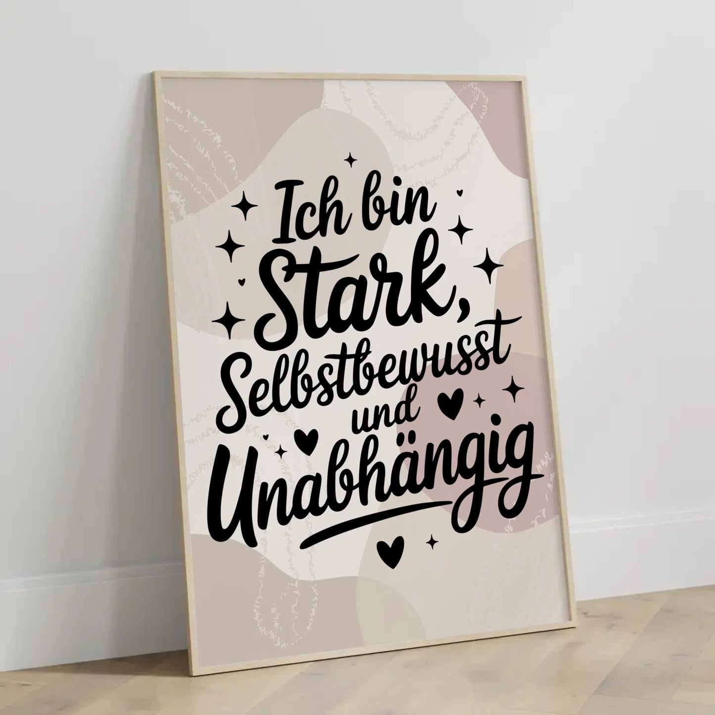 Affirmationsposter Ich bin stark selbstbewusst und unabhängig positiv