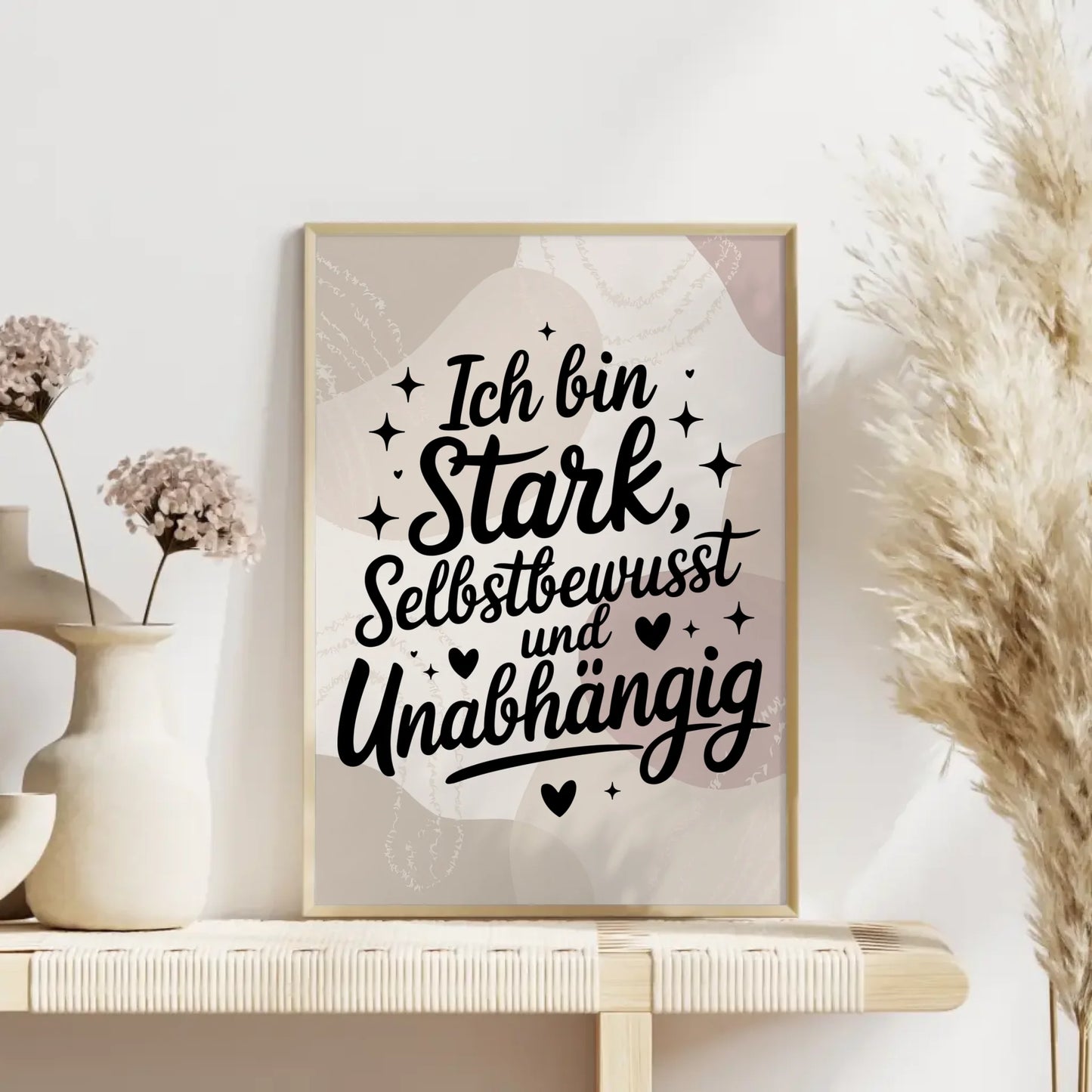 Affirmationsposter Ich bin stark selbstbewusst und unabhängig positiv