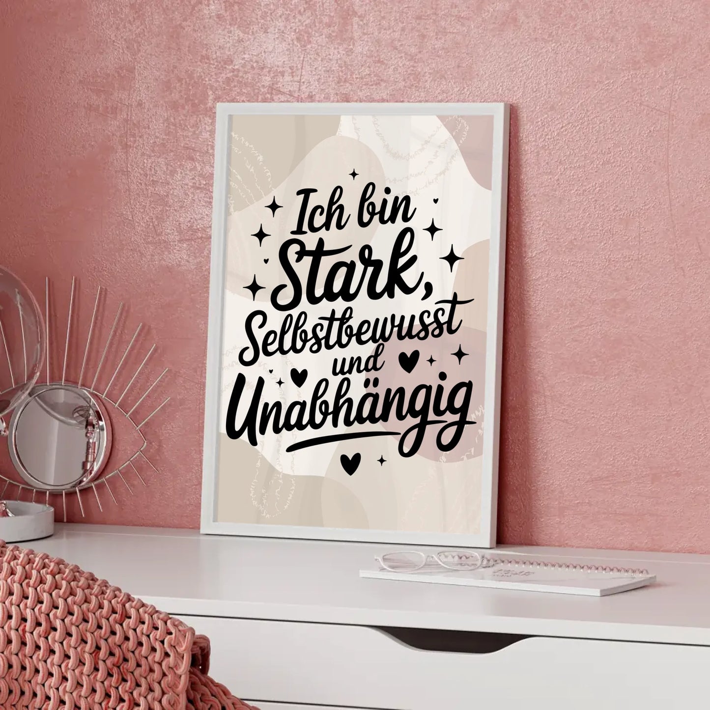 Affirmationsposter Ich bin stark selbstbewusst und unabhängig positiv