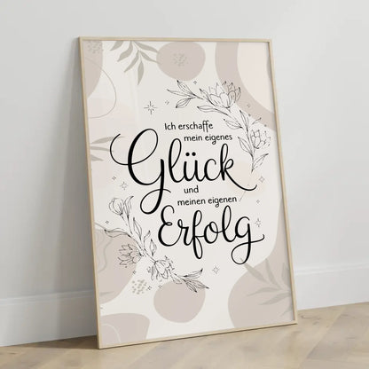 Affirmationsposter Ich erschaffe mein eigenes Glück positiv