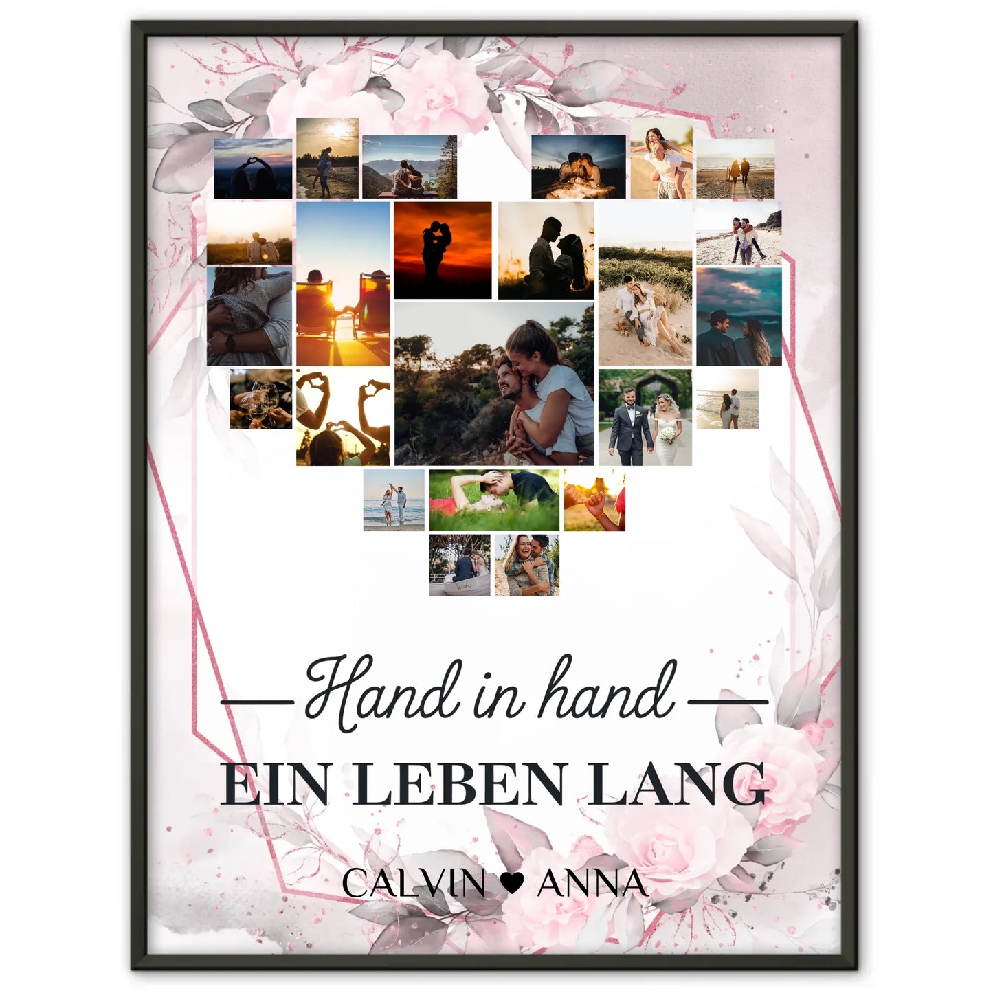 Liebesposter Fotocollage Hand In Hand Ein Leben Lang gestalten