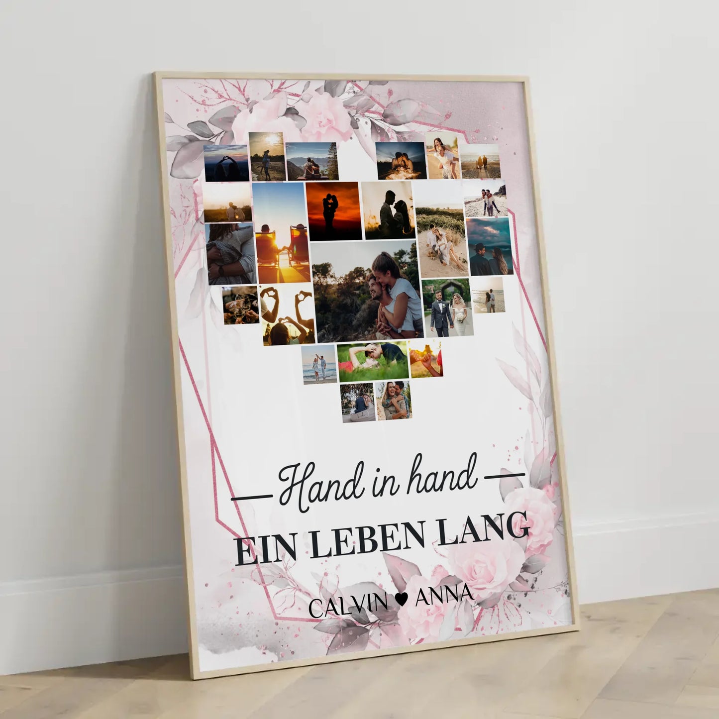 Liebesposter Fotocollage Hand In Hand Ein Leben Lang gestalten