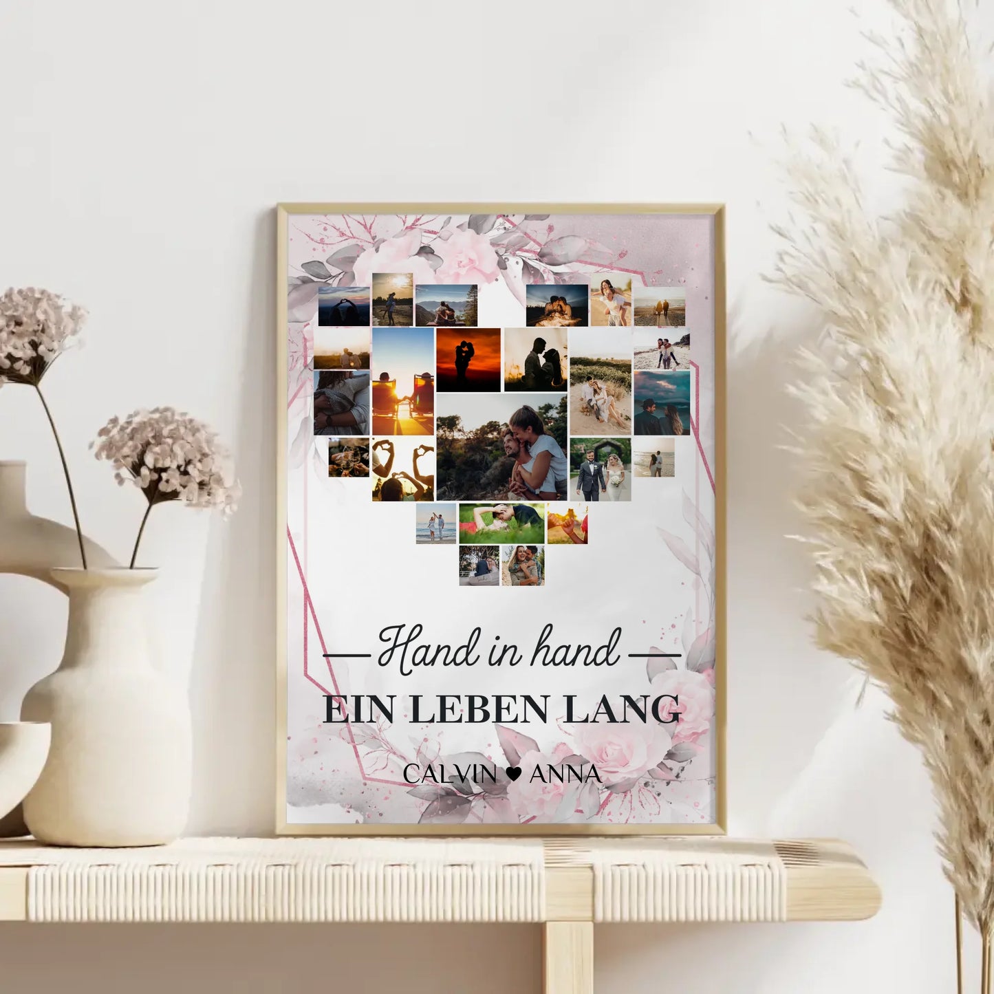 Liebesposter Fotocollage Hand In Hand Ein Leben Lang gestalten