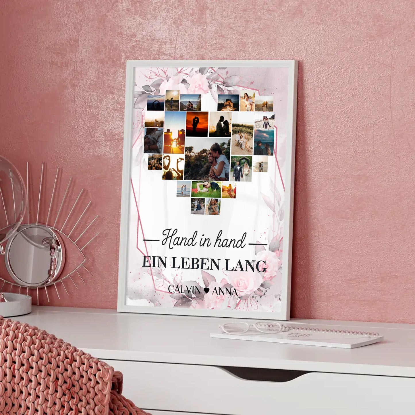 Liebesposter Fotocollage Hand In Hand Ein Leben Lang gestalten