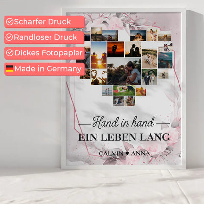 Liebesposter Fotocollage Hand In Hand Ein Leben Lang gestalten