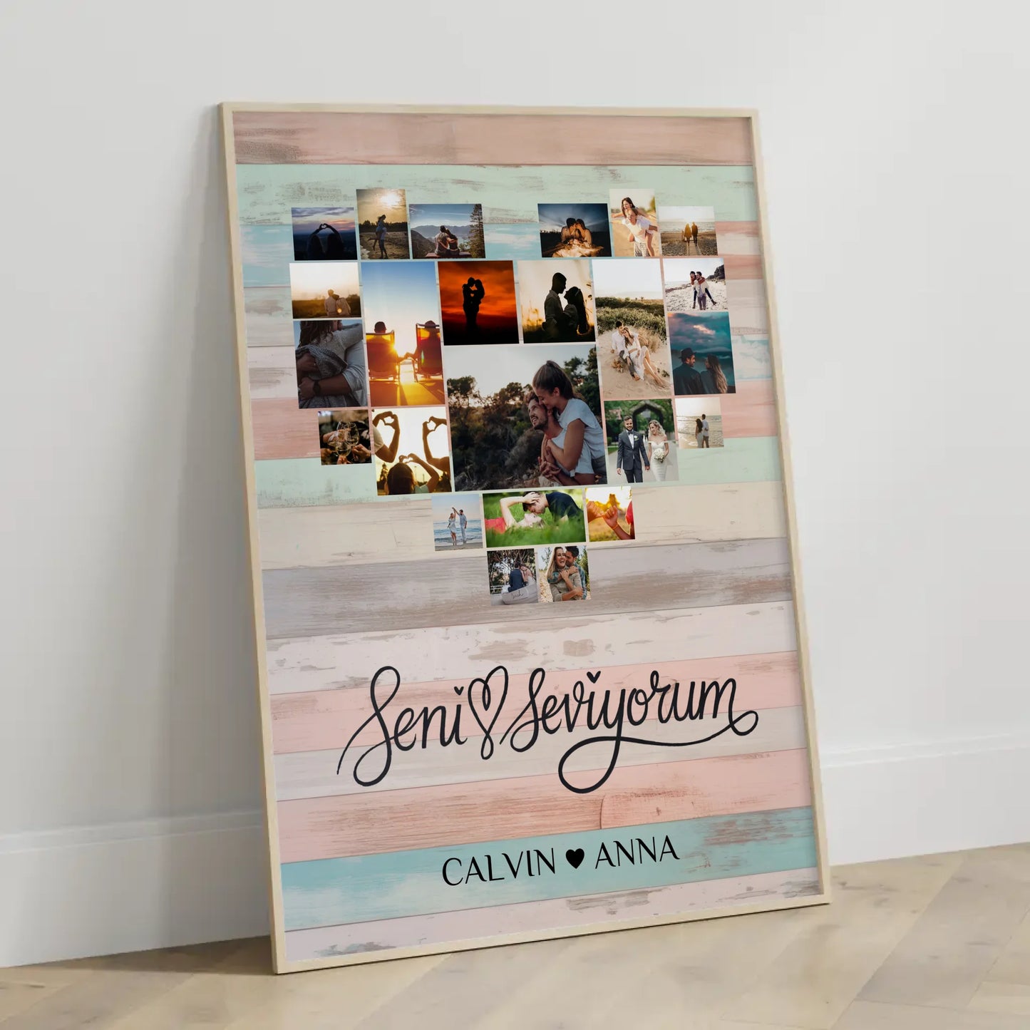 Personalisiertes Poster Liebe Fotocollage Seni Seviyorum